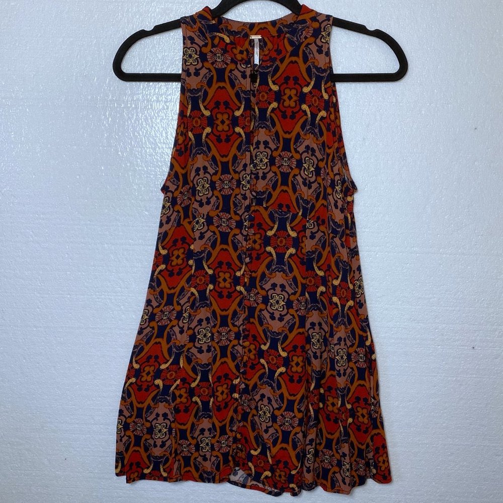 Free People Womens Size 2 Get Together Mini Dress Tunic Geometric Boho Abstract